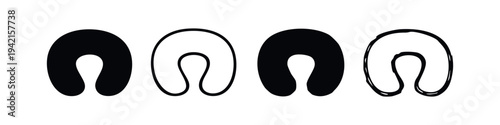 Travel Neck Pillow Icons Set. Comfort, Relaxation and Journey Accessory Vector Illustrations.