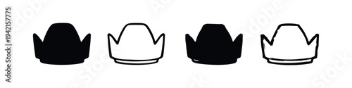 Camera Lens Hood Icon Set - Photography Accessory Vector Illustration with Solid and Outline Styles
