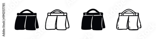 Camera Bag Icon Set - Photography Backpack Vector Collection with Solid and Outline Styles