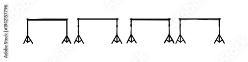 Photography Backdrop Stand Icons Set. Studio equipment symbols for photo and video production.