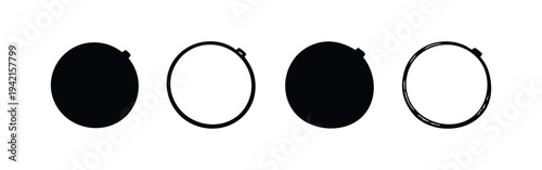 Studio Ring Light Modifier Icons Set. Photography and film lighting equipment symbols.