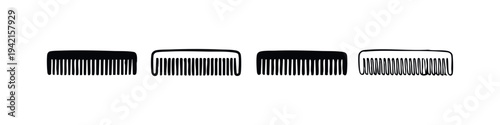 Hair Comb Icons Set for Styling and Personal Grooming