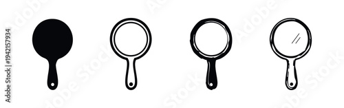 Handheld Mirror Icons Set for Beauty and Grooming Essentials