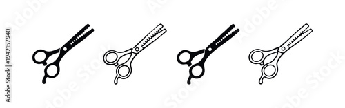 Professional Hair Cutting Scissors Icons Set for Barbers