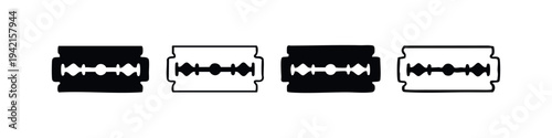 Sharp Razor Blade Icons Set. Classic Shaving Blade Symbol Collection in Various Graphic Styles. Barbershop Elements.