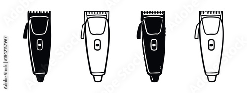 Hair Trimmer and Clipper Icons Set. Barbershop Electric Razor Symbols.