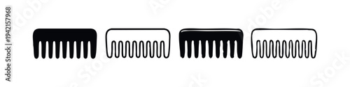 Hair Comb Icons Set. Barber Brush Styling Tools.