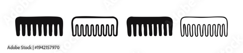 Hair Comb and Hairbrush Vector Icons. Barber Styling Accessories Collection.