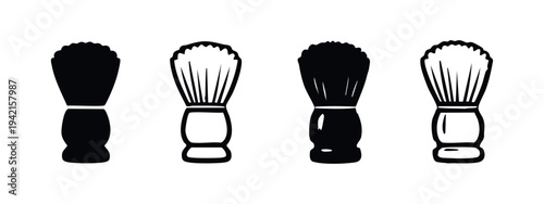 Shaving Brush Icons. Male Personal Grooming and Barber Supplies.
