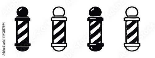 Barber Pole Icons Set. Traditional Barbershop Sign Symbols.