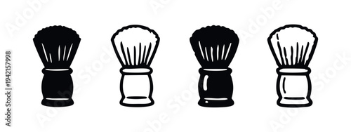 Shaving Brush Icons Set. Male Grooming and Barbershop Tools.