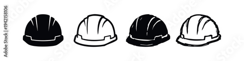 Construction Hard Hat Safety Helmet Front View Icons