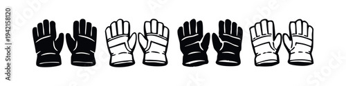 Work Safety Gloves Pairs Hand Protection Icons Collection