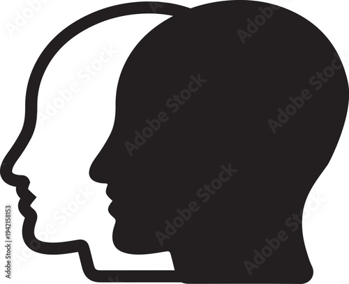 Two Silhouetted Heads Facing Each Other Profile