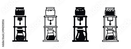 Cold Brew Coffee Maker and Dripper System Icons