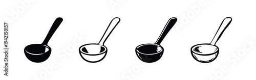 Kitchen Ladle and Serving Spoon Icons Set