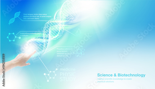 DNA abstract background. 3D cell structure chromosome. Medical background helix genome.