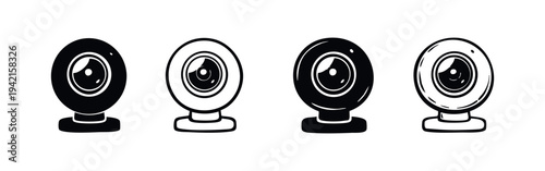 Webcam and security camera icons in doodle style.