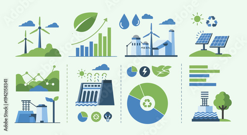 Set of 12 eco-friendly business icons vector