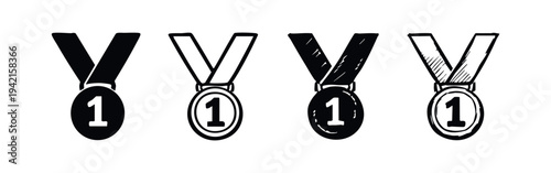 Collection of first place medal icons.