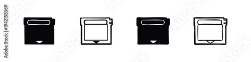 Digital Game Cartridge Icons. Memory Card and USB Drive Style Game Module Illustrations.