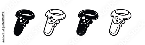 Virtual Reality Controller Icons. Handheld VR Gaming Remote Illustrations in Multiple Styles.
