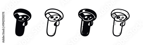 Cylindrical Virtual Reality Controller Icons. VR Gaming Remote and Input Device Illustrations.