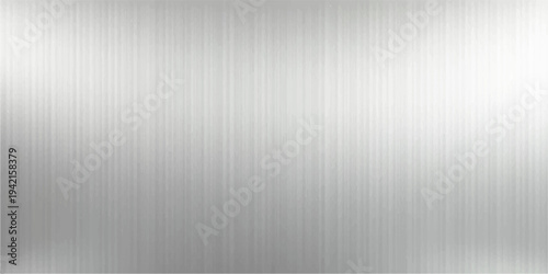 A shiny silver brushed metal texture features a seamless stainless steel pattern on a grey aluminum plate backdrop for a sleek metallic surface design