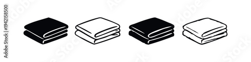 Folded Towel or Cloth Stack Icon Set for Home and Personal Care