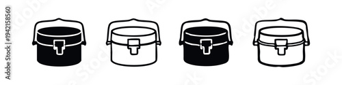 Tiffin Box Icon Set. Hand Drawn Stackable Lunch Container for Multi-Tier Food Storage and Carrier Vector.