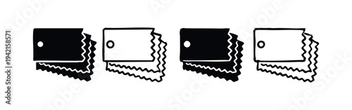 Fabric swatches hand drawn doodle icons set. Textile samples for fashion design, upholstery, and interior decoration.