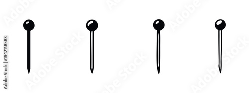 Sewing pins set icon. Tailor's pin for dressmaking, crafting and hobby. Isolated vector illustration.