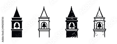 Φωτογραφία Bell Tower Icons Set