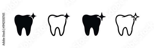 Sparkling clean tooth icons representing dental hygiene and whitening