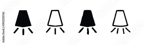 Downward spotlight and stage light icons with light beam effect