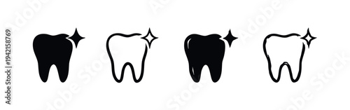 Clean and shiny tooth icons representing dental care and brightness