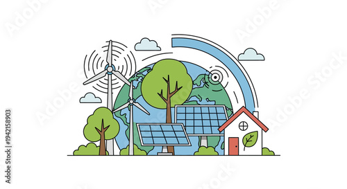 Vector eco friendly home and planet illustration