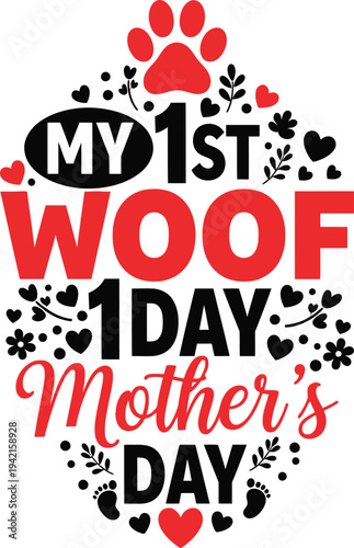 Cute and colorful design celebrating first dogs first mothers day