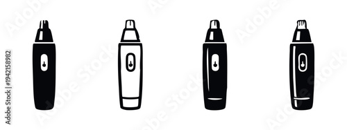 Nose Hair Trimmer Icons Set - Personal Grooming Tool and Electric Shaver Vector Collection