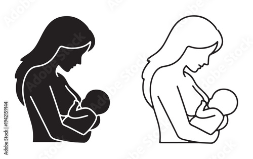 Mother breastfeeding baby vector illustration