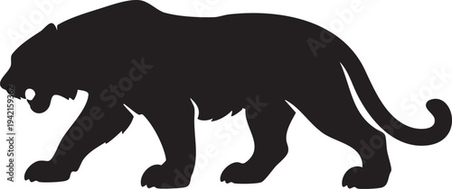 Black tiger silhouette walking on white background