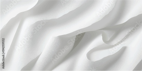 Closeup of rippled white satin fabric texture background. Luxurious background design