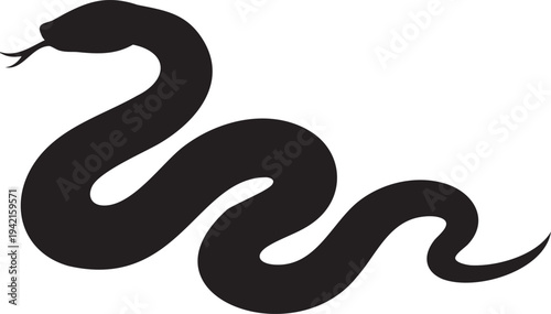 Black snake silhouette coiled on white background reptile