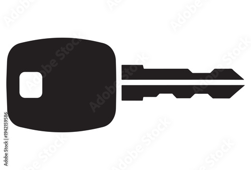 Black key icon, flat security symbol for web