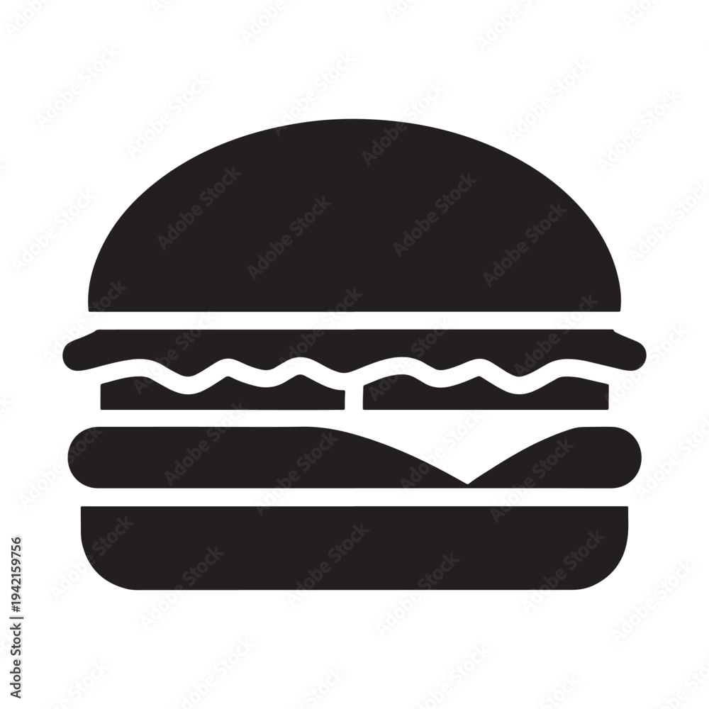 Fototapeta premium Black burger icon flat design