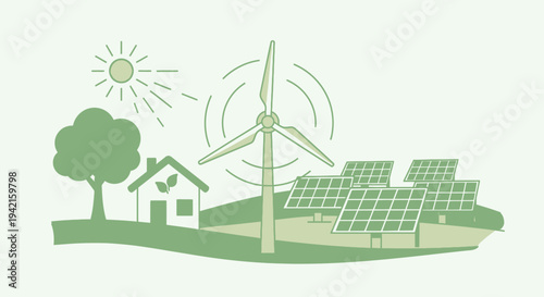 Vector illustration of eco-friendly energy sources