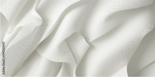 Smooth flowing white silk and satin fabric creates a luxury textile background with soft waves and elegant curves for a wedding fashion backdrop or seamless wallpaper design
