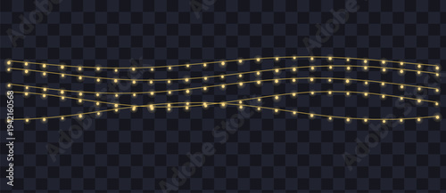 Bright yellow string lights illuminate a darkcreating a warm and festive atmosphere