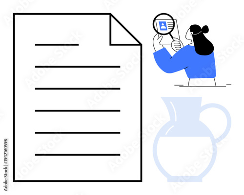 Document verification concept. Document linked with identity verification and personal data security. Identity details analyzed for document authenticity and secure operations. For compliance, data