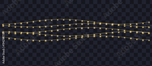 Elegant rows of sparkling golden lights gently glow across a translucent dark backdrop for festivity